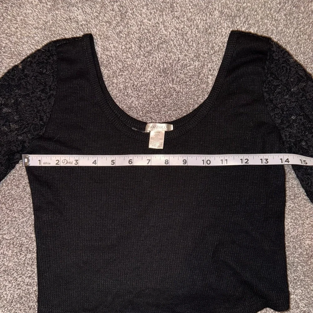 Bozzolo‎ Black Cropped Half-Sleeved Top